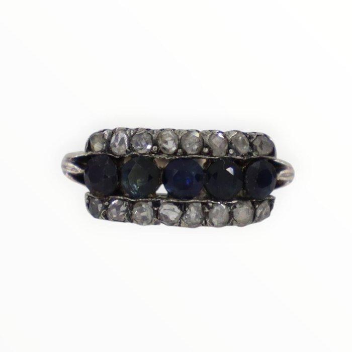 Ring - 14 karaat Geel goud Diamant (Natuurlijk) - Saffier, Sieraden, Tassen en Uiterlijk, Ringen