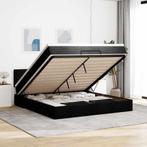 vidaXL Bed poef met matras en LEDs 180x200 cm stof zwart, Eenpersoons, Verzenden, Zwart, Nieuw