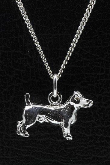 Zilveren Jack russel Terrier gladhaar ketting hanger - groot, Sieraden, Tassen en Uiterlijk, Kettinghangers, Verzenden