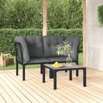 vidaXL 3-delige Loungeset met kussens poly rattan zwart en, Verzenden, Nieuw, Rvs, Loungeset
