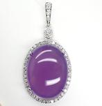Hanger - 18 karaat Witgoud Chalcedoon - Diamant - IGI