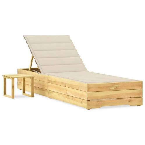 vidaXL Ligbed met tafeltje en kussen geïmpregneerd, Tuin en Terras, Ligbedden, Nieuw, Verzenden
