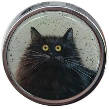 Pillendoosje Kim Haskins katten - Zwarte Kat - 5x2cm NIEUW