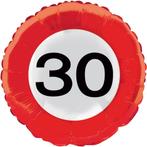 Helium Ballon 30 Jaar Verkeersbord 43cm leeg, Verzenden, Nieuw