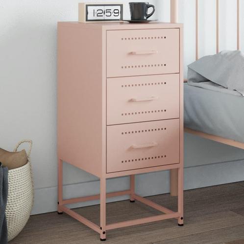 vidaXL Nachtkastje 36x39x78 cm staal roze, Huis en Inrichting, Slaapkamer | Nachtkastjes, Nieuw, Metaal of Aluminium, Verzenden