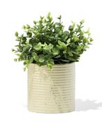 HEMA Bloempot 13x13.4cm keramiek strepen bruin, Huis en Inrichting, Kamerplanten, Verzenden