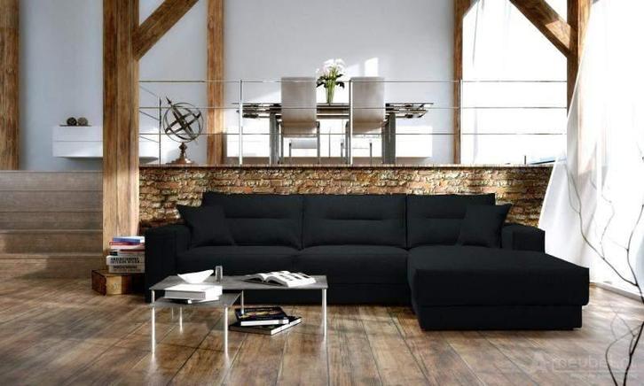 Loungebank Venray - loungebanken - Zwart, Huis en Inrichting, Banken | Sofa's en Chaises Longues, 150 cm of meer, Nieuw, 250 tot 300 cm