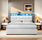 Modern Fluwelen Opbergbed met LED en USB Aansluiting, Huis en Inrichting, Slaapkamer | Bedden, Verzenden, Nieuw