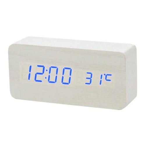 Houten Digitale LED Klok - Wekker Alarm  Snooze Temperatuur, Witgoed en Apparatuur, Wekkers, Nieuw, Verzenden