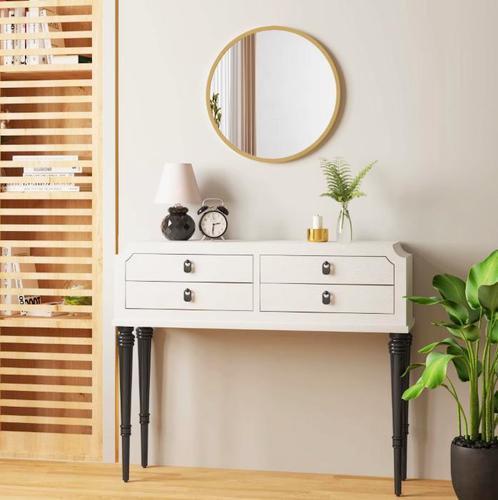 Moderne Ronde Spiegel met Metalen Frame - Goud / Zwart Frame, Huis en Inrichting, Woonaccessoires | Spiegels, Nieuw, 50 tot 75 cm