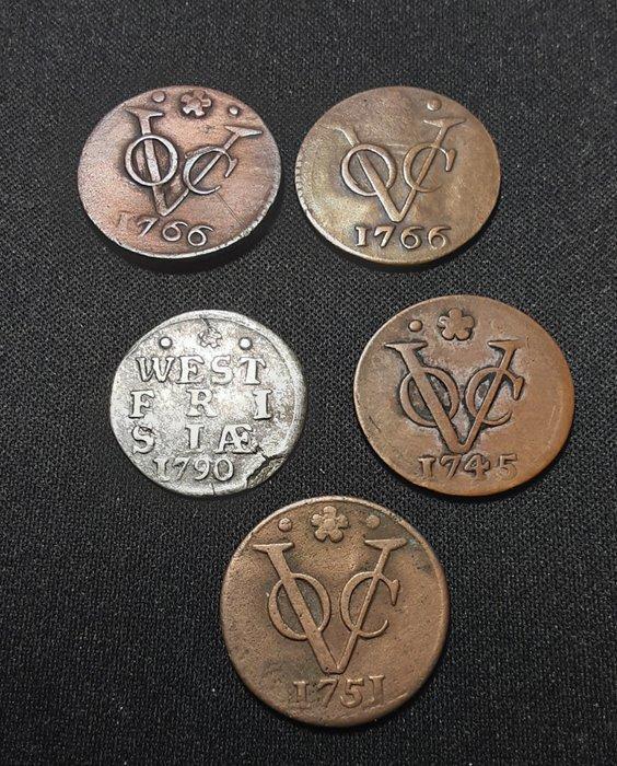 Nederland. Dubbele wapenstuiver en Duiten VO 1790, Postzegels en Munten, Munten | Nederland