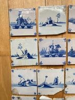 Tegel (14) - Antieke Delftsblauwe tegels met gebouwen,, Antiek en Kunst, Antiek | Glas en Kristal