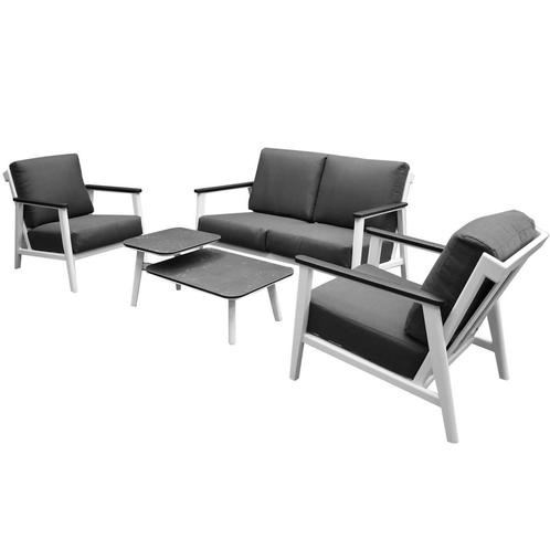Albina stoel bank loungeset 4 delig aluminium wit, Tuin en Terras, Tuinsets en Loungesets, Nieuw, Aluminium, Ophalen of Verzenden