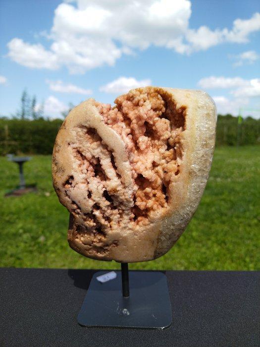 Roze en rode amethist geode met roze amethist suiker druzy, Verzamelen, Mineralen en Fossielen