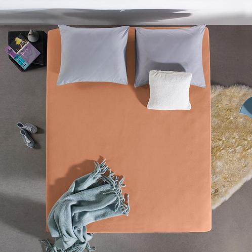 Home Care HC Hoeslaken Dubbel Stretch - Pastel Oranje 140 x, Huis en Inrichting, Slaapkamer | Beddengoed, Hoeslaken of Sloop, Oranje