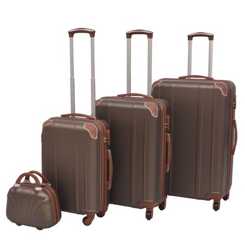 vidaXL Harde rolkoffer set bruin 4-dlg, Sieraden, Tassen en Uiterlijk, Koffers, Nieuw, Verzenden