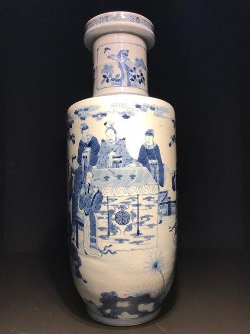 Grote Chinese blauw-witte rouleau vaas - Porselein - China -, Antiek en Kunst, Antiek | Overige Antiek