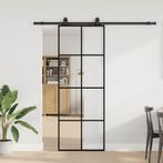 vidaXL Schuifdeur met beslagset 76x205 cm ESG glas zwart, Doe-het-zelf en Verbouw, Deuren en Horren, Verzenden, Nieuw