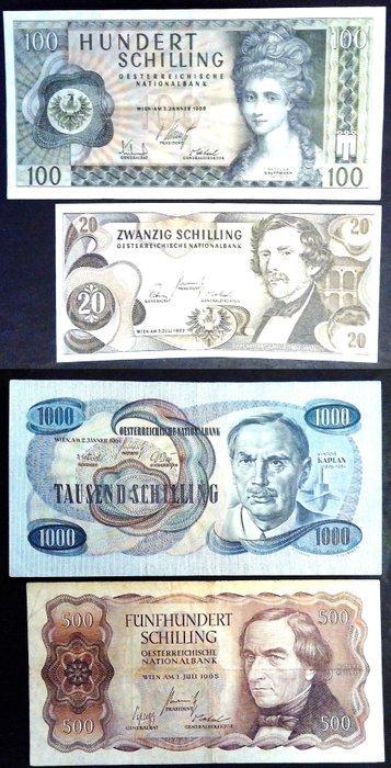 Oostenrijk. - 1000, 500, 100, 20 Schilling 1961-1969 - Pick, Postzegels en Munten, Munten | Nederland
