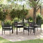vidaXL 5-delige tuinset met kussens in zwart poly rattan, Tuin en Terras, Tuinsets en Loungesets, Verzenden, Nieuw, Rotan, Tuinset