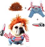 Honden kostuum Chucky the horror Clown 3-delig S. M of L, Diversen, Nieuw, Verzenden