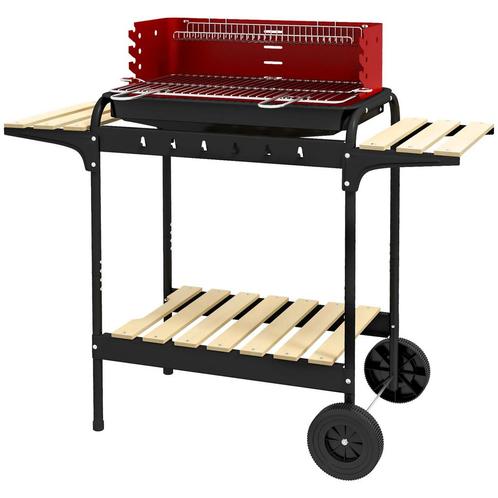 TRUUSK Houtskoolgrill Van Metaal BBQ Smoker Met Wielen, In H, Tuin en Terras, Houtskoolbarbecues, Nieuw, Verzenden