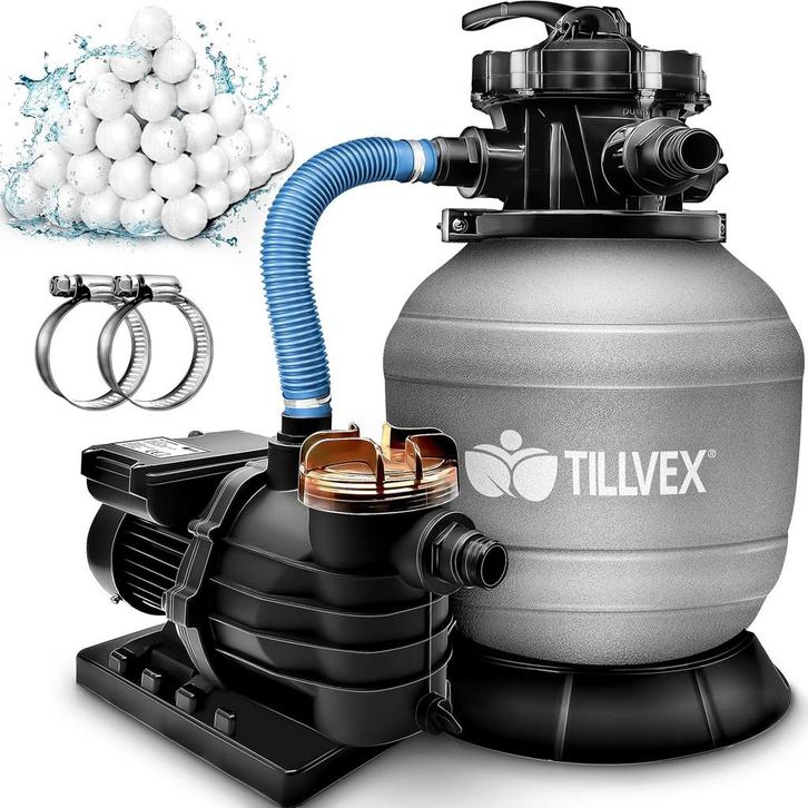 Tillvex® Zandfilter - Zandfilterpomp - 10200L/u - Grijs, Tuin en Terras, Tuinmeubel-accessoires, Nieuw, Verzenden
