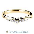 Aanschuifring in 9/18 karaat geelgoud V-vorm met 9 diaman..., Sieraden, Tassen en Uiterlijk, Ringen, Verzenden, Nieuw
