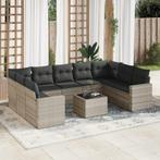 vidaXL 10-delige Loungeset met kussens poly rattan, Verzenden, Nieuw, Rotan, Loungeset