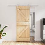 vidaXL Schuifdeur met beslag 80x210 cm massief grenenhout, Verzenden, Nieuw
