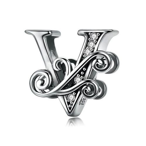 Letter V Bedel Charm met Zirkonia Pandora compatible, Sieraden, Tassen en Uiterlijk, Bedels, Nieuw, Overige merken, Verzenden
