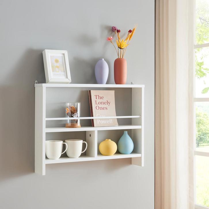 Wandrek Piteå 60x10,5x45 cm wit [en.casa], Huis en Inrichting, Woonaccessoires | Wandplanken en Boekenplanken, Verzenden