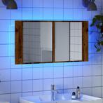 vidaXL Spiegelkast LED 90x12x45 cm bewerkt hout oud, Verzenden, Nieuw