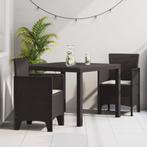 vidaXL 3-delige Tuinset met kussens poly rattan bruin, Tuin en Terras, Tuintafels, Verzenden, Nieuw