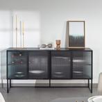 *WOONWINKEL* Kave Home Trixie Zwart Dressoir Met Ribbelglas, Verzenden, Nieuw