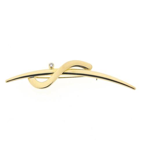 9 Krt. Vintage fantasie broche met zirconia (steentje), Sieraden, Tassen en Uiterlijk, Antieke sieraden, Met edelsteen, Goud, Ophalen of Verzenden