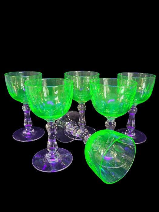 Val Saint Lambert - Portglas (6) - Olivier - Uranium Glass -, Antiek en Kunst, Antiek | Meubels | Tafels