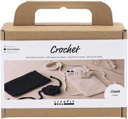 Creativ Company Mini Hobbyset Haken 2 Tassen met Roos, Hobby en Vrije tijd, Knutselen, Zo goed als nieuw, Ophalen of Verzenden