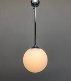 Plafondlamp - Glas, Verchroomd - Schoollamp, Antiek en Kunst, Antiek | Lampen