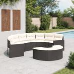 vidaXL 2-delige Loungeset halfrond poly rattan zwart, Tuin en Terras, Verzenden, Nieuw, Rotan, Loungeset