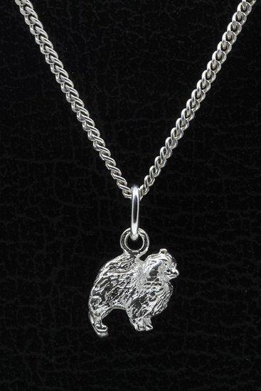 Zilveren Keeshond middenslag ketting hanger - klein, Sieraden, Tassen en Uiterlijk, Kettinghangers, Verzenden