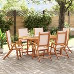 vidaXL 7-delige Tuinset massief acaciahout en textileen, Tuin en Terras, 6 zitplaatsen, Nieuw, Tuinset, Verzenden