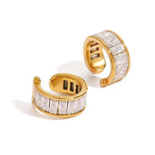 18 Karaats goud vergulde luxueuze clip-on oorbellen met zirk, Sieraden, Tassen en Uiterlijk, Oorbellen, Met kristal, Goud, Nieuw