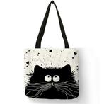 Katten linnen schoudertas/shopper/tote bag | Meneer Snorhaar