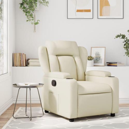 vidaXL Fauteuil verstelbaar kunstleer crèmekleurig, Huis en Inrichting, Fauteuils, Nieuw, Verzenden