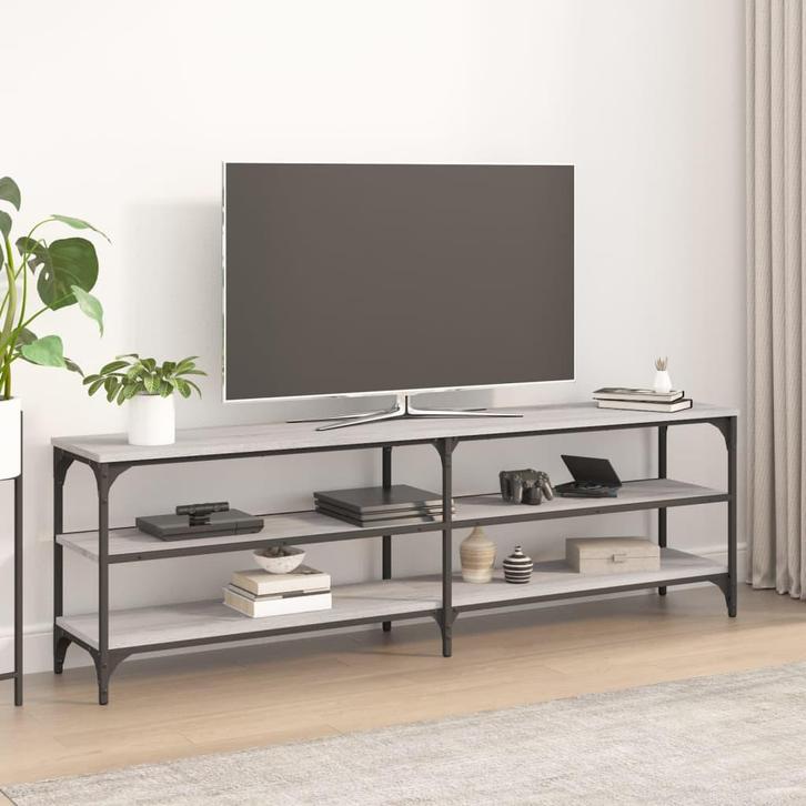 vidaXL Tv-meubel 160x30x50 cm bewerkt hout grijs sonoma, Huis en Inrichting, Kasten | Televisiemeubels, 25 tot 50 cm, Nieuw, Overige houtsoorten
