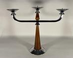 Kaarsenhouder - Chroom, Hout - art_DECO, Huis en Inrichting, Nieuw
