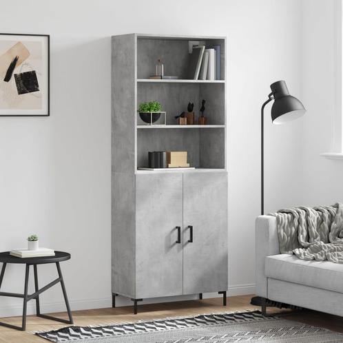 vidaXL buffetkast 69,5x34x180 cm bewerkt hout betongrijs, Huis en Inrichting, Kasten | Buffetkasten, 25 tot 50 cm, Nieuw, Overige houtsoorten