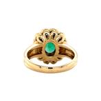 Gouden vintage entourage ring met smaragd en diamant 18 krt, Ophalen of Verzenden, Nieuw