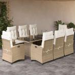 vidaXL 9-delige Tuinset met kussens poly rattan beige, Tuin en Terras, Nieuw, 8 zitplaatsen, Tuinset, Verzenden